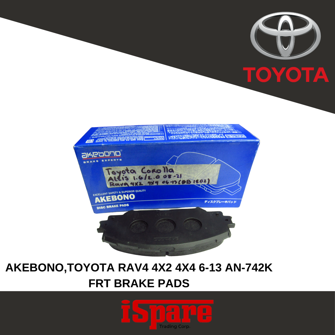 AKEBONO, TOYOTA RAV 4X2 4X4 6-13 FRT BRAKE PADS