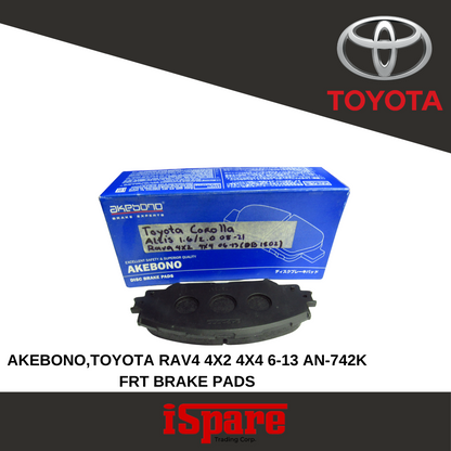 AKEBONO, TOYOTA RAV 4X2 4X4 6-13 FRT BRAKE PADS