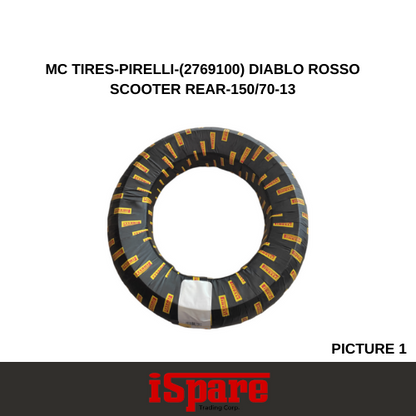 MC TIRES-PIRELLI-(2769100) DIABLO ROSSO SCOOTER REAR-150/70-13