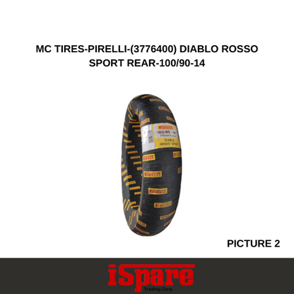 MC TIRES-PIRELLI-(3776400) DIABLO ROSSO SPORT REAR-100/90-14