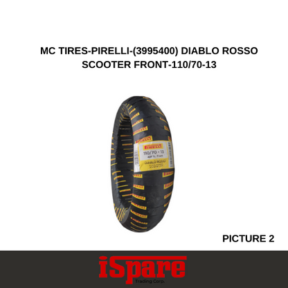 MC TIRES-PIRELLI-(3995400) DIABLO ROSSO SCOOTER FRONT-110/70-13