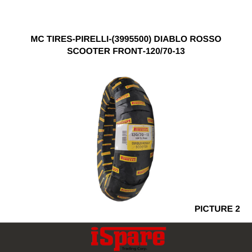 MC TIRES-PIRELLI-(3995500) DIABLO ROSSO SCOOTER FRONT-120/70-13