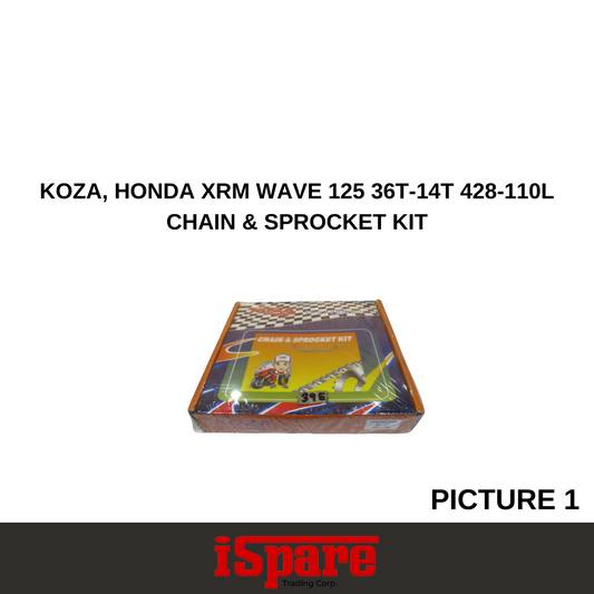 KOZA, HONDA XRM 36T-14T 428-110L CHAIN & SPROCKET KIT