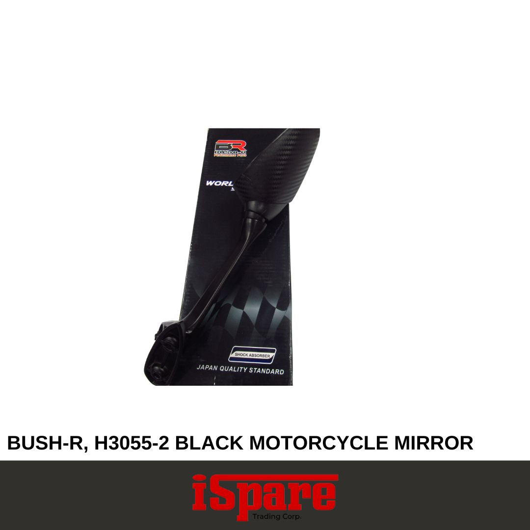 BUSH-R, H3055-2 BLACK MOTORCYCLE MIRROR