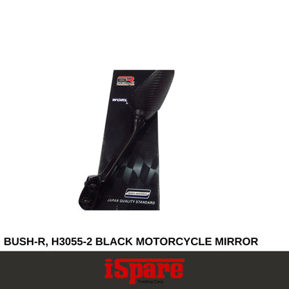 BUSH-R, H3055-2 BLACK MOTORCYCLE MIRROR